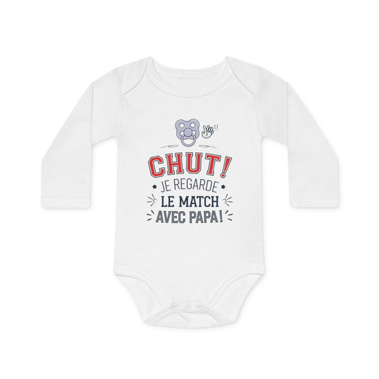 Body bébé "Chut! Je regarde le match avec papa" - 100% coton