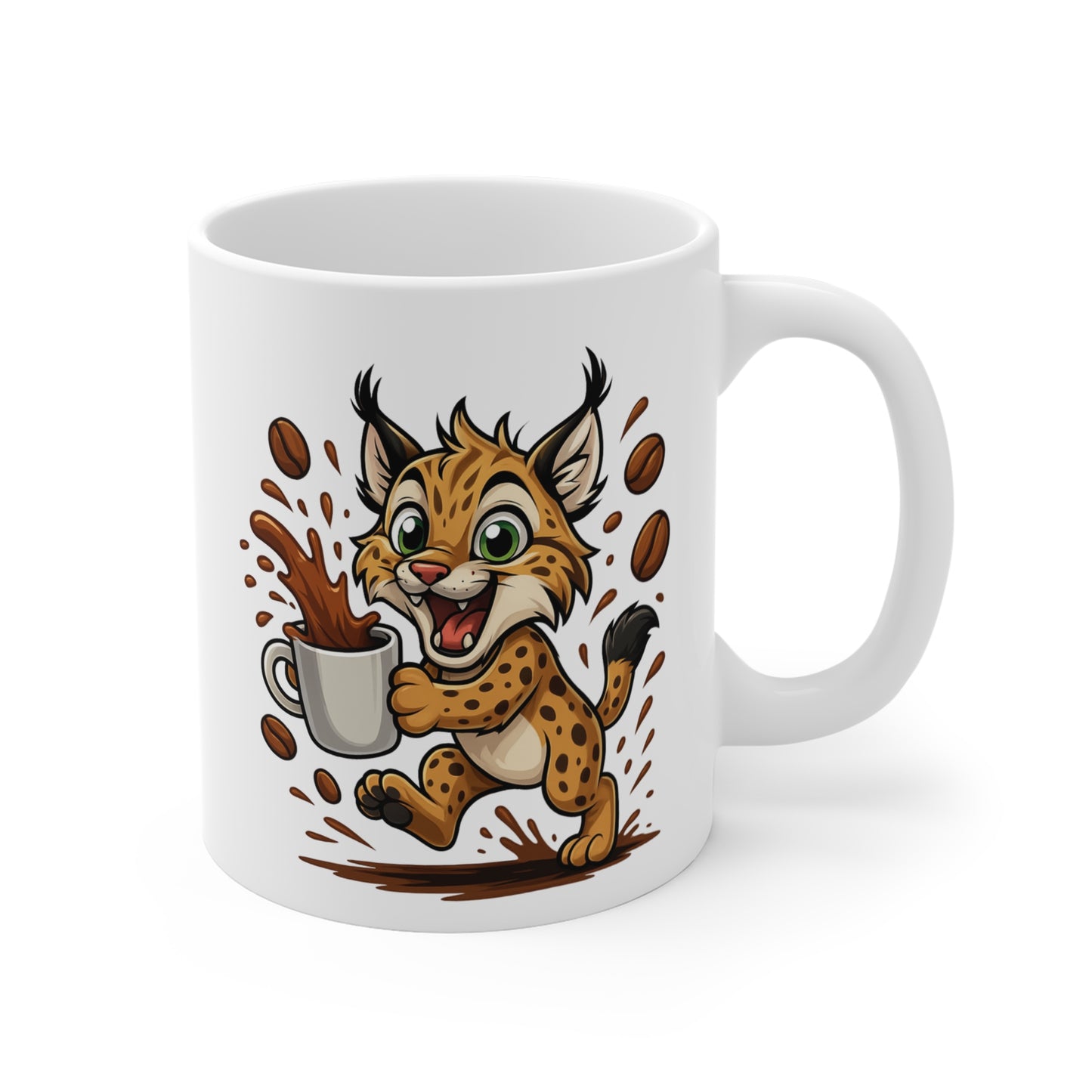 Tasse Lynx Café – Mug Animal Cartoon Sauvage et Mignon – Tasse Céramique 325ml – Cadeau Original