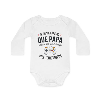 Body bébé "Papa ne joue pas tout le temps" - Humour, coton