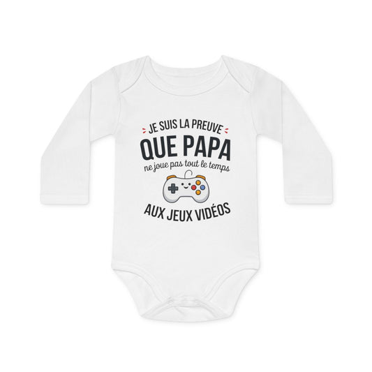 Body bébé "Papa ne joue pas tout le temps" - Humour, coton