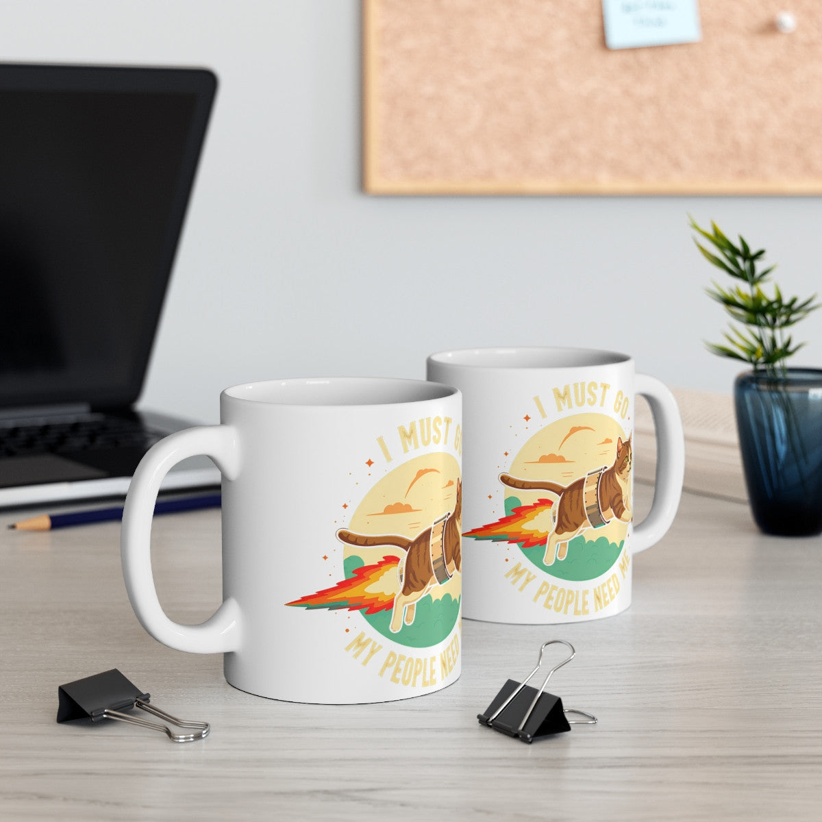 Mug Chat Amusant - Cadeau Humour "I Must Go" Enfant & Adulte