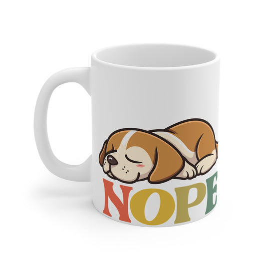 Mug Chiot Amusant "NOPE" - Cadeau Humour Animaux Enfant & Adulte