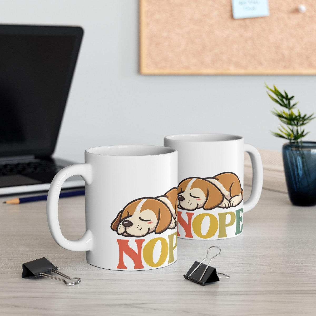 Mug Chiot Amusant "NOPE" - Cadeau Humour Animaux Enfant & Adulte