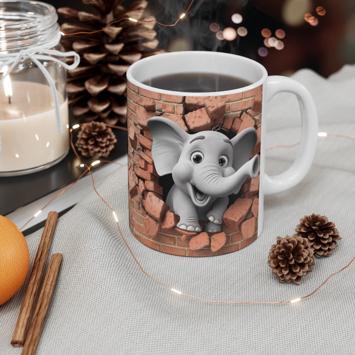 Mug Éléphant "Mignon et Amusant" - Cadeau Fantaisie Animaux