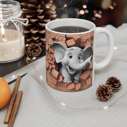 Mug Éléphant "Mignon et Amusant" - Cadeau Fantaisie Animaux