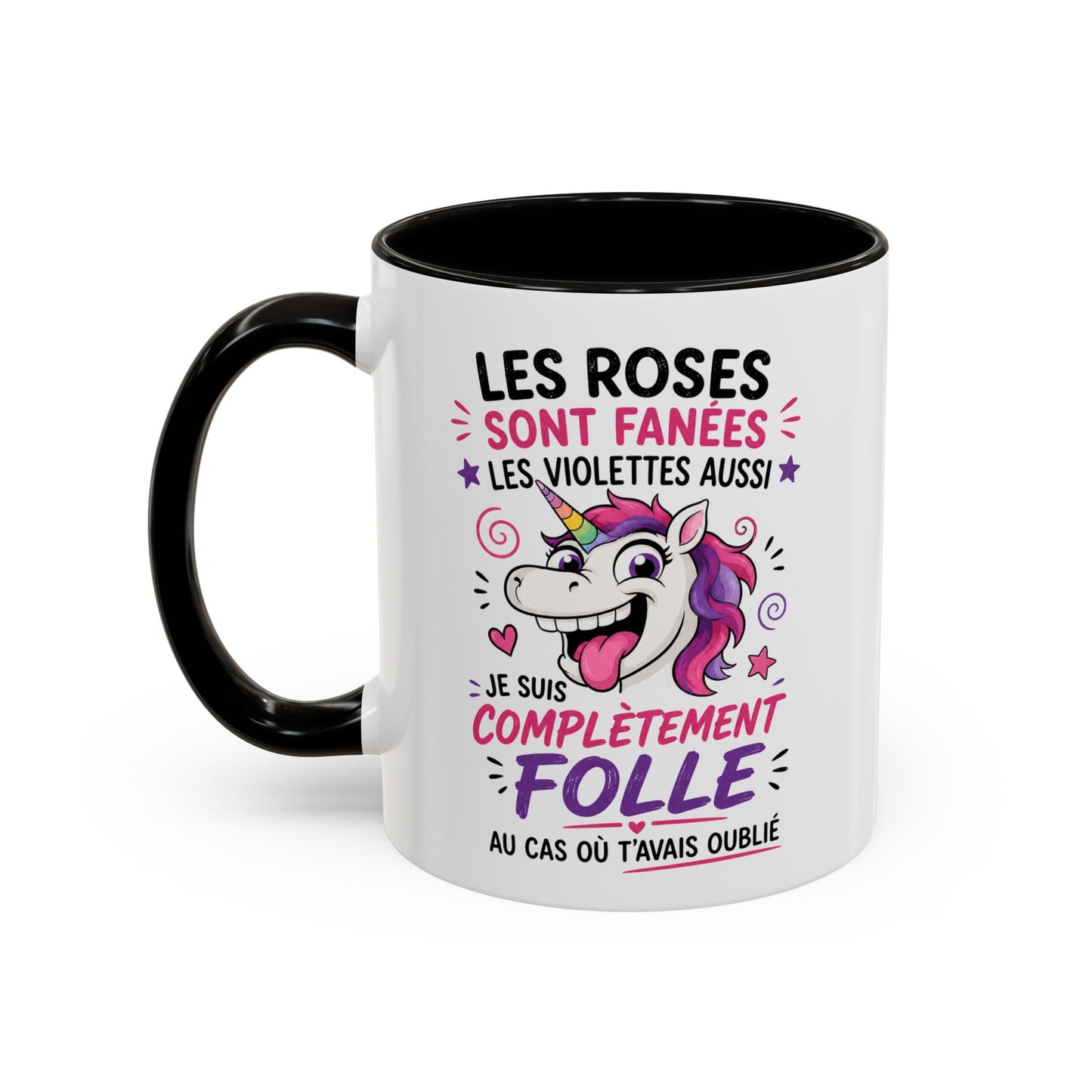 Tasse Licorne Humoristique Femme – Je Suis Complètement Folle – Mug Drôle Licorne Arc-en-Ciel 325ml