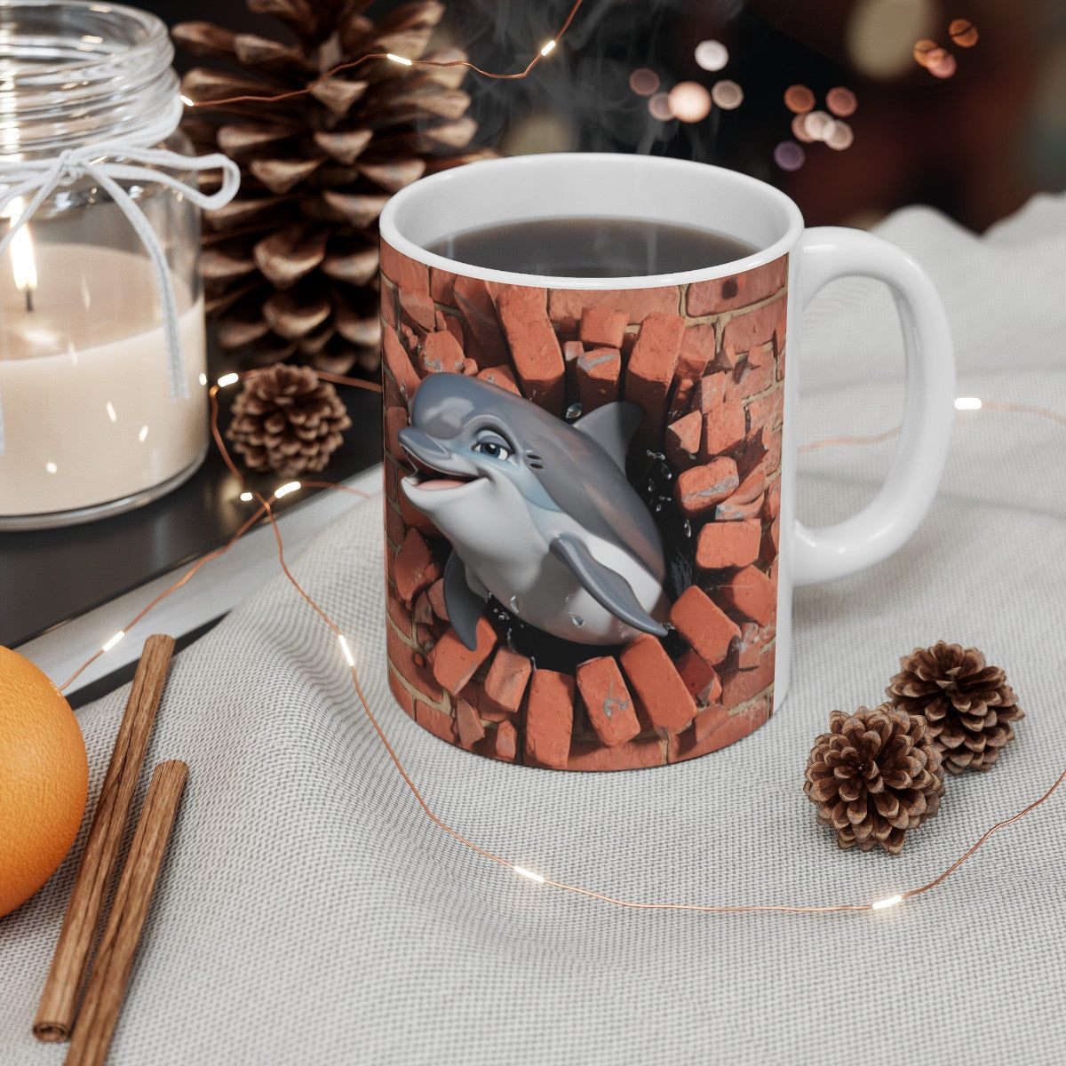 Mug Dauphin "Océan et Fantaisie" - Cadeau Original et Amusant