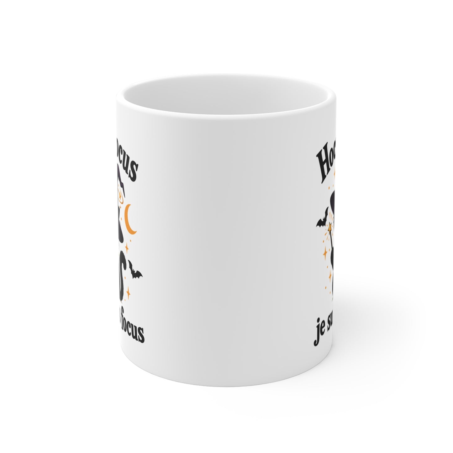 Mug Chat Noir Sorcier – Tasse Humour « Hocus Pocus Je Suis Pas Focus » – Cadeau Original Chat Magie Sorcière Halloween