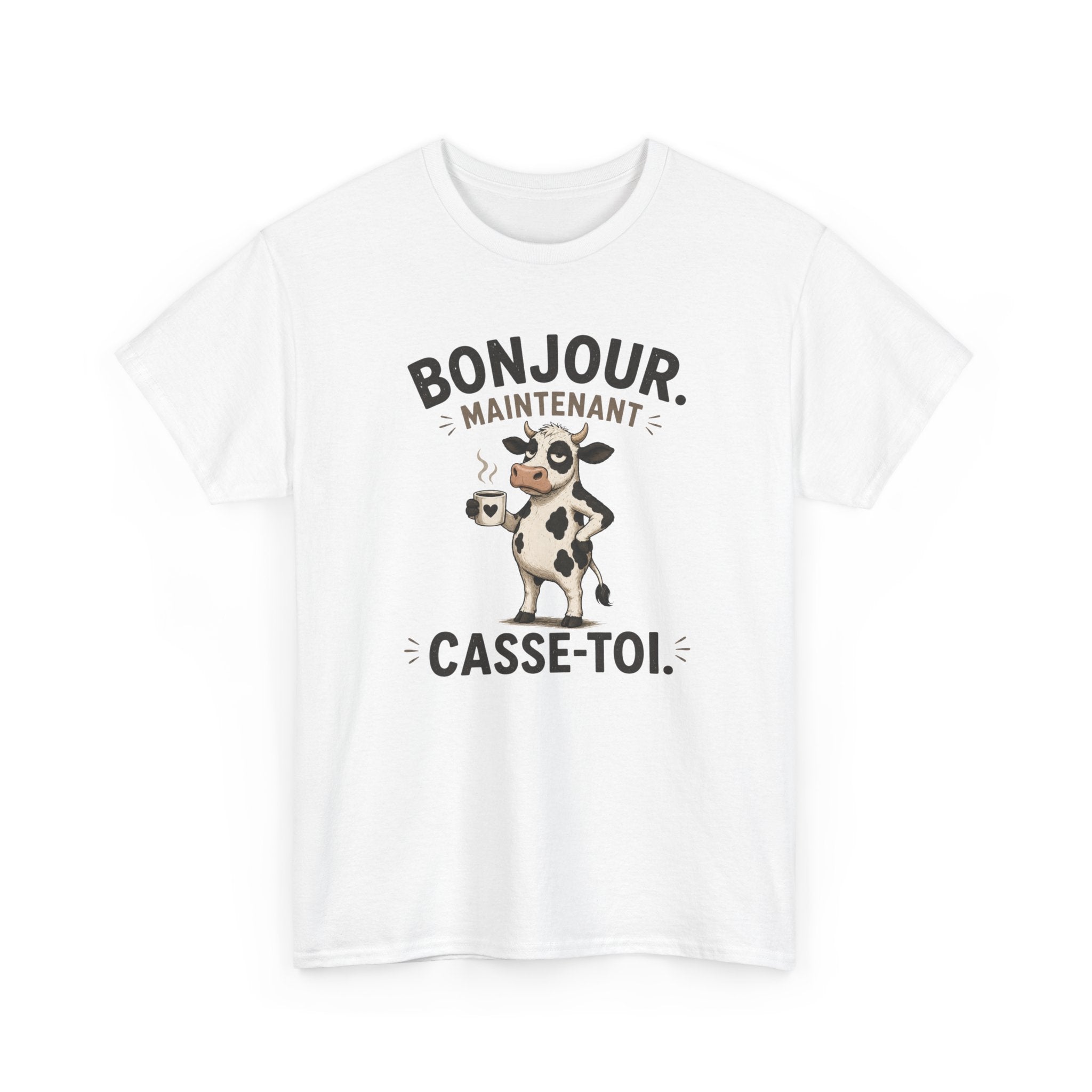 T-Shirt Humour Homme et Femme – Vache Drôle Café – Humour Sarcastique Mauvaise Humeur – Cadeau Original