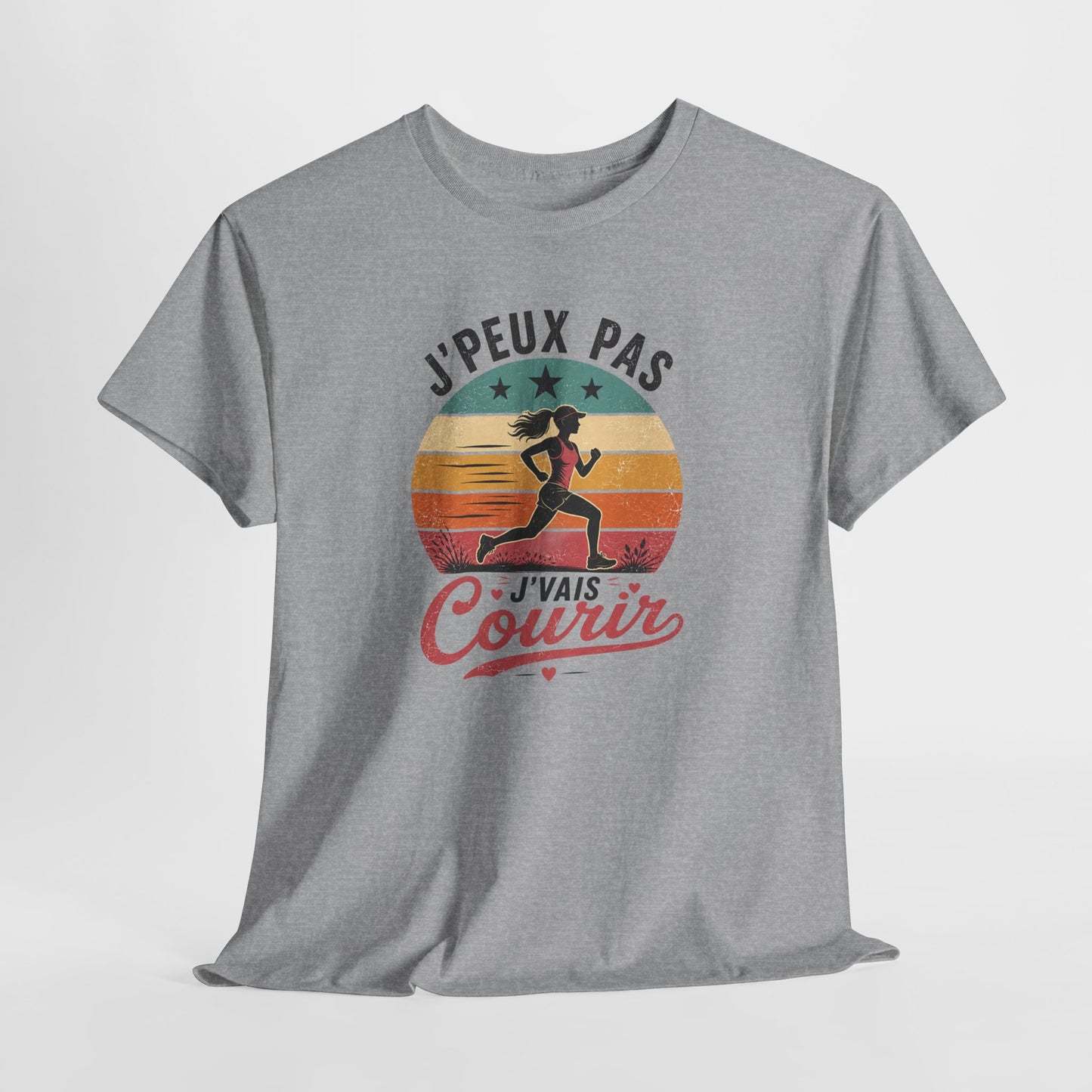 T-Shirt Running Femme Humour – J’Peux Pas J’Vais Courir – Tee Shirt Course à Pied Vintage Sport