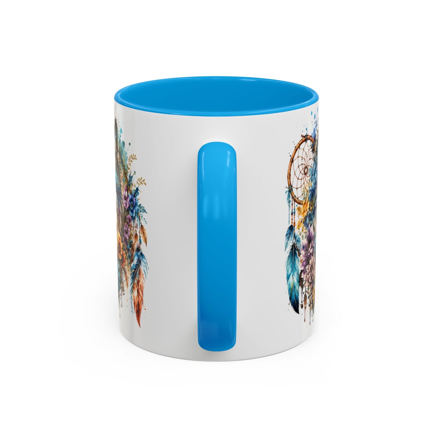 Tasse Loup Bohème – Mug Attrape-Rêves et Fleurs Colorées – Cadeau Animal Spirituel Homme Femme 325ml