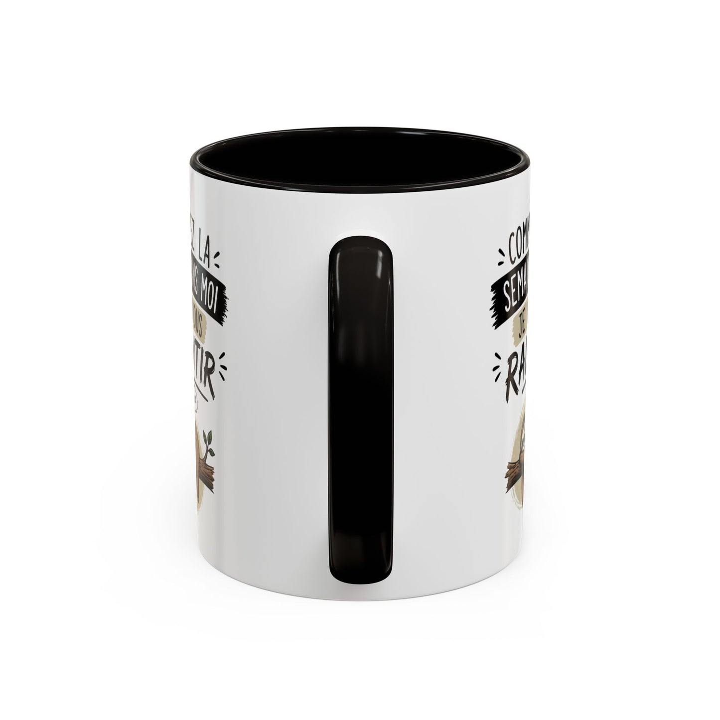 Mug Paresseux Drôle – “Commencez la Semaine Sans Moi” – Tasse Humour Bureau et Fatigue – Cadeau Original Homme Femme – Céramique 325ml Noir Bleu Rouge