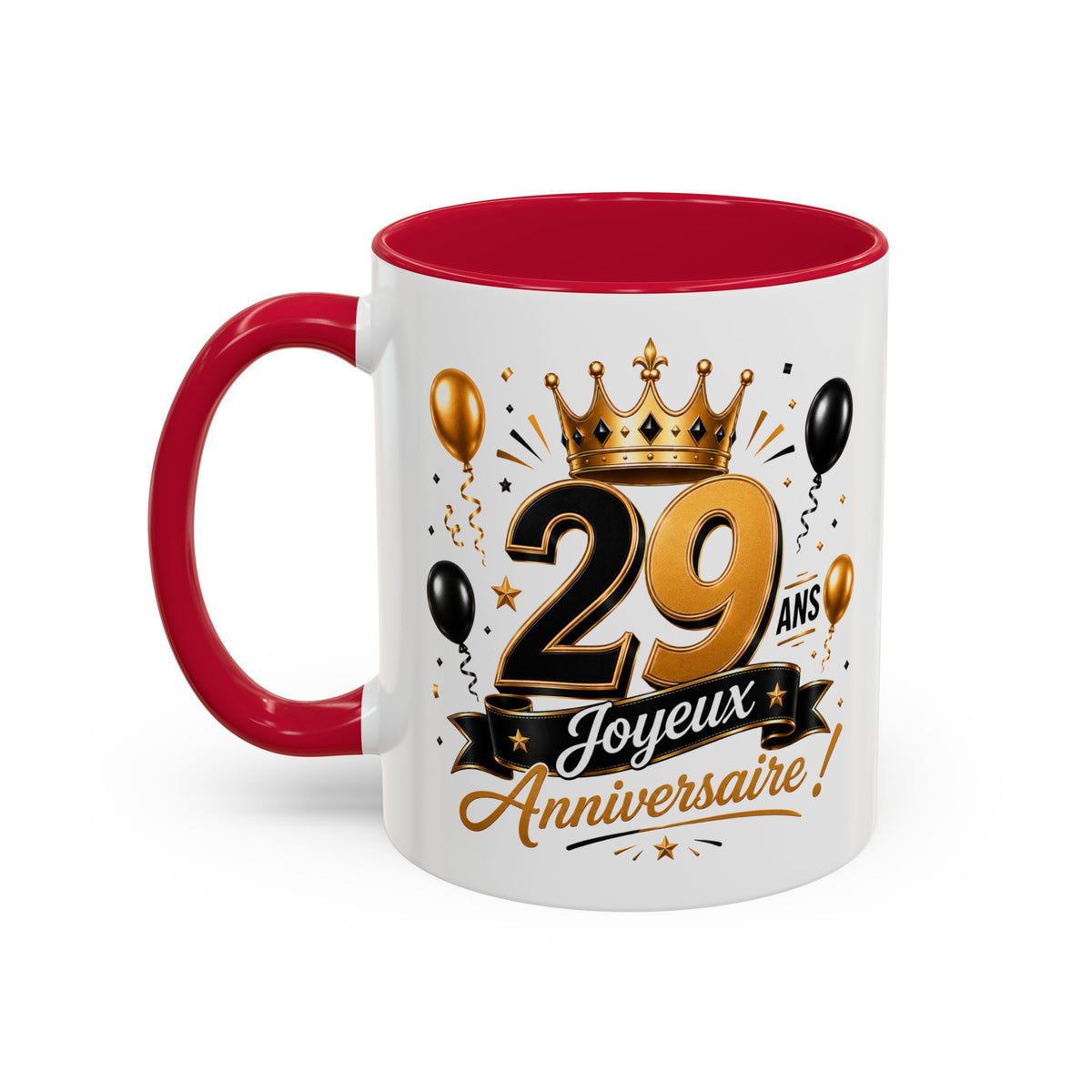 Mug Joyeux 29 Ans – Tasse Anniversaire 29 Ans – Cadeau Original pour Femme Homme – Idée Cadeau 29e Anniversaire Noir Bleu Rouge