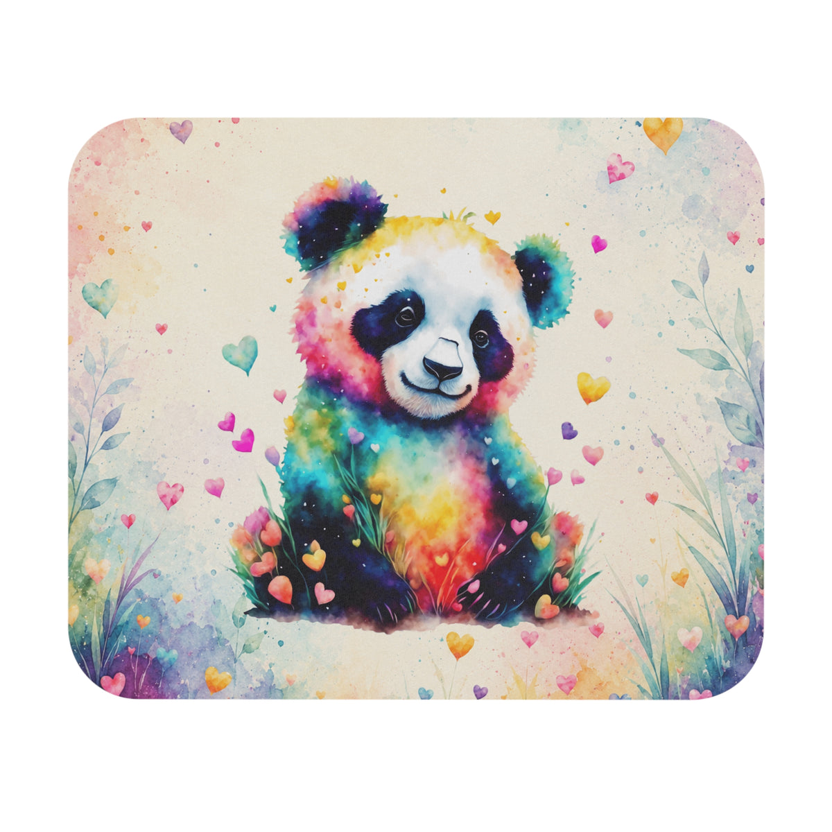 Tapis de Souris 22x18cm Panda Aquarelle Coloré Animal Mignon Cadeau Homme et Femme Décoration Bureau Gaming Artistique