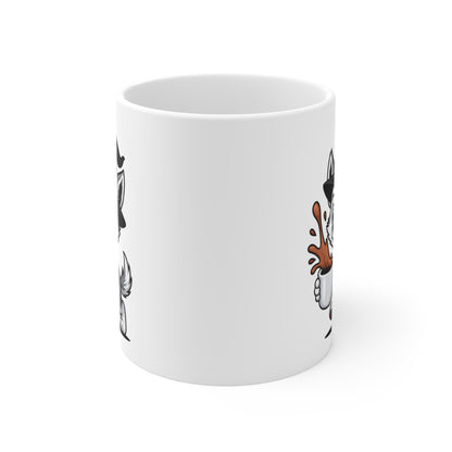 Mug Loup Sorcier Café – Tasse Céramique 325ml – Illustration Animalière Drôle Halloween