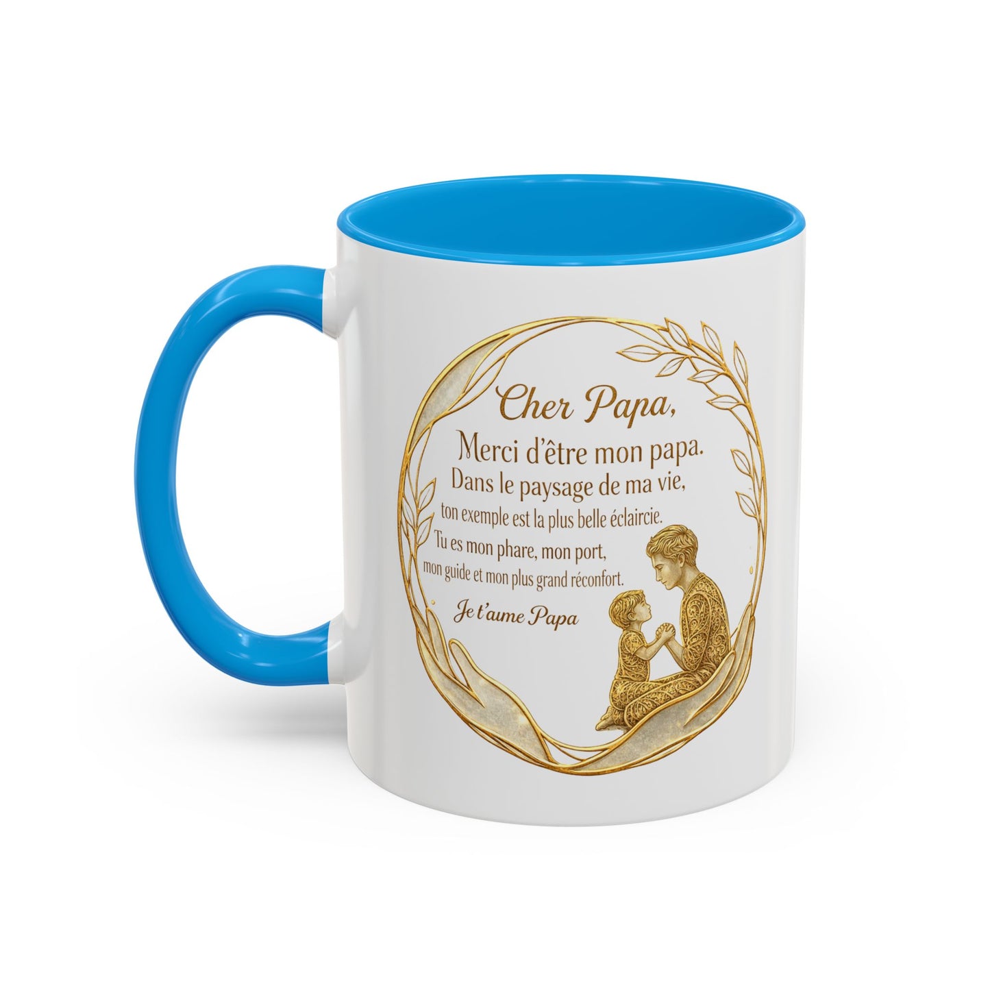 Tasse Papa Message Amour 325ml – Mug Céramique Cadeau Père Élégant Doré Citation Touchante Famille