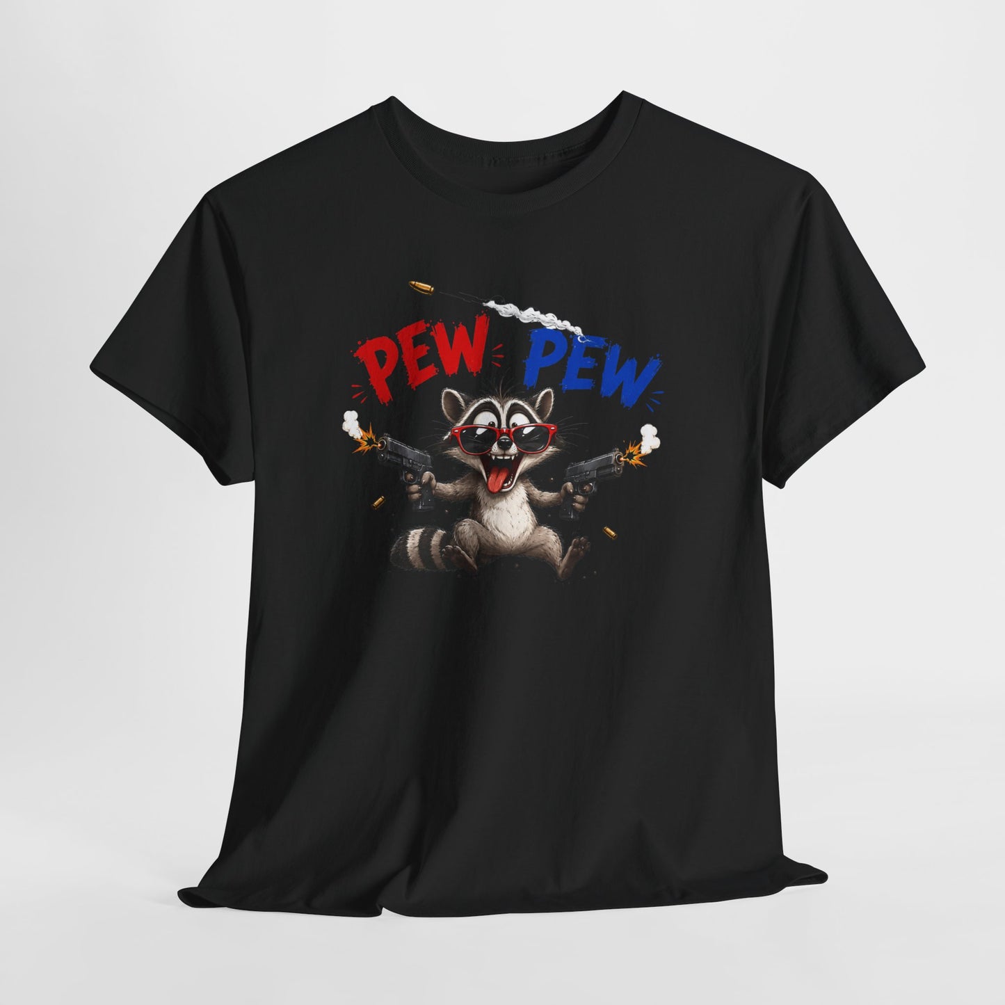 Tee-Shirt Pew Pew Raton Laveur Humour – Cadeau Drôle Homme Femme – Design Cartoon Original