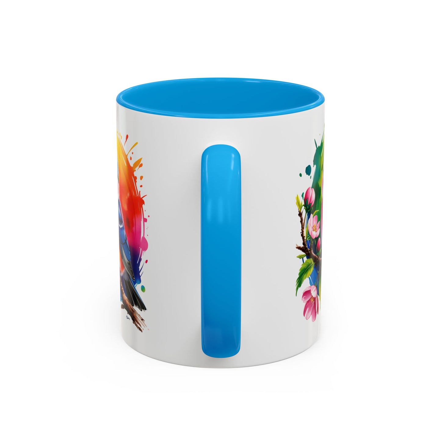 Mug Oiseau Multicolore – Tasse Design Artistique Oiseau et Fleurs Nature – Cadeau Original 325ml