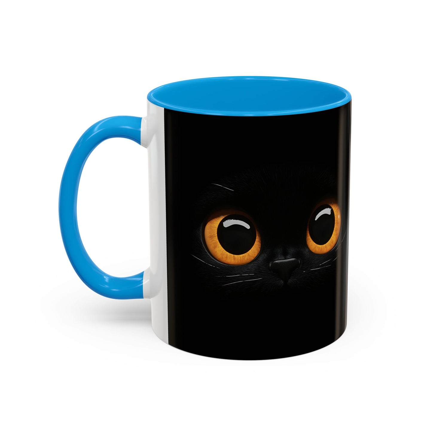 Mug Chat Noir Yeux Jaunes – Tasse Regard Mystérieux Chat – Cadeau Original Amoureux des Chats 325ml