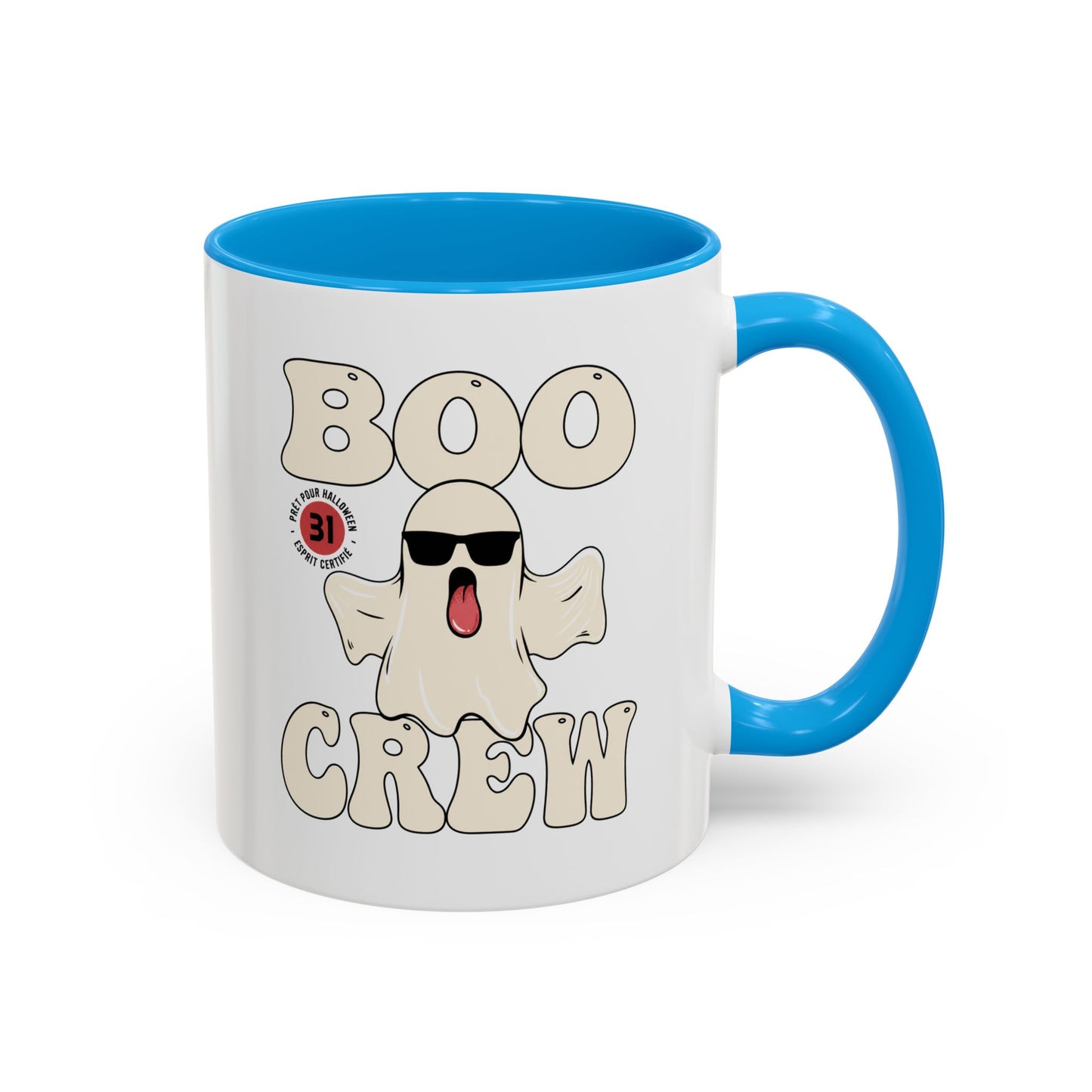 Mug Halloween Fantôme – Tasse Boo Crew – Cadeau Original Homme et Femme, Décoration Effrayante Humour Noir Bleu Rouge