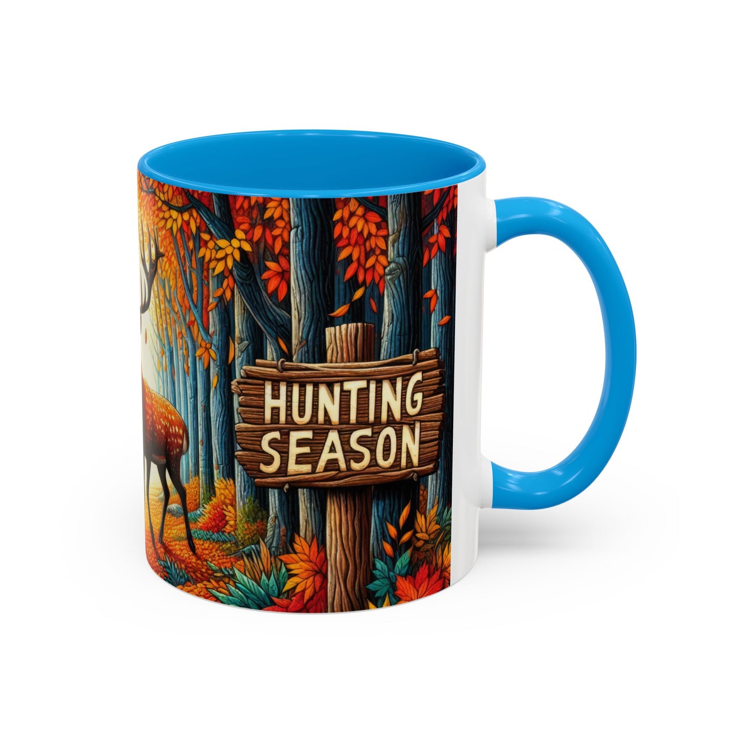 Tasse Hunting Season avec Cerf – Mug Automnal Forêt et Feuilles d’Automne – Cadeau Passion Chasse Nature 325ml