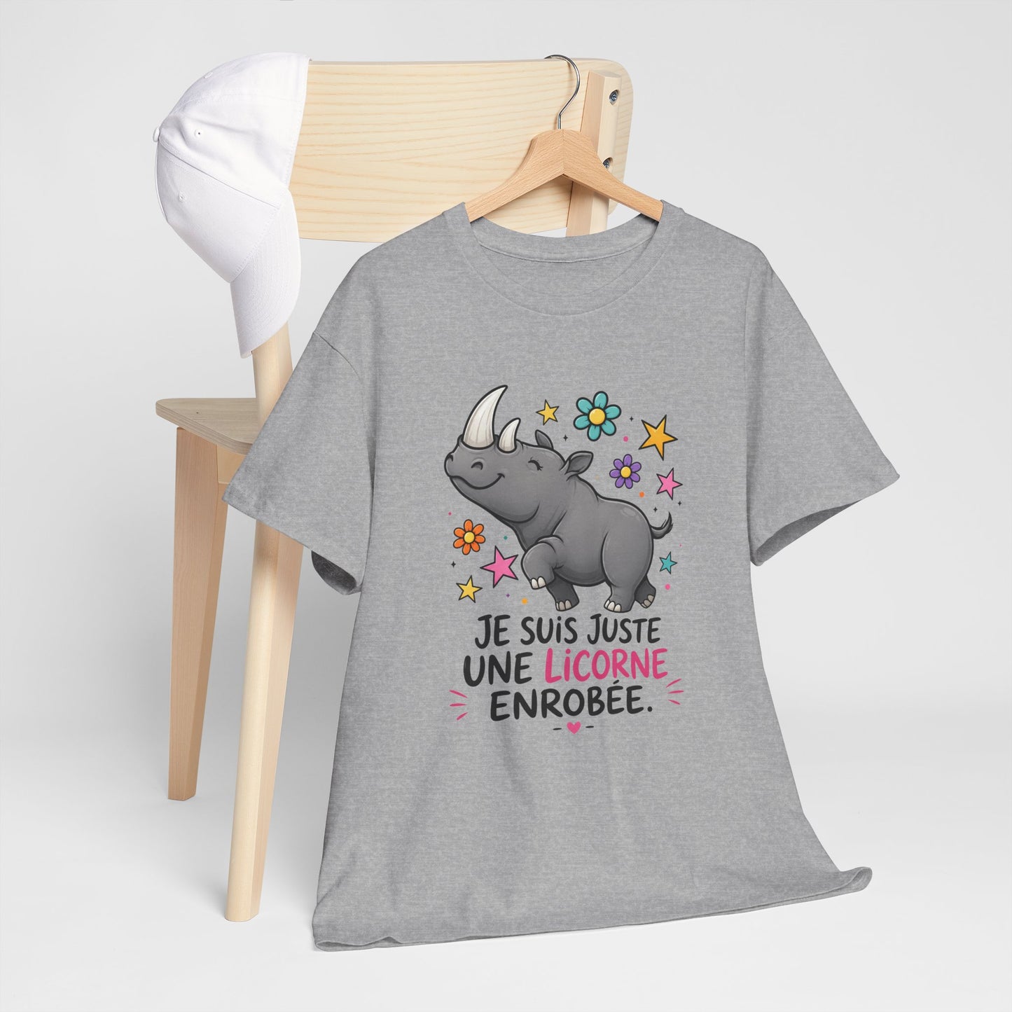 T-Shirt Rhinocéros Femme – Cadeau Humour Femme Drôle – Animal Rigolo Licorne – Idée Cadeau Original Anniversaire
