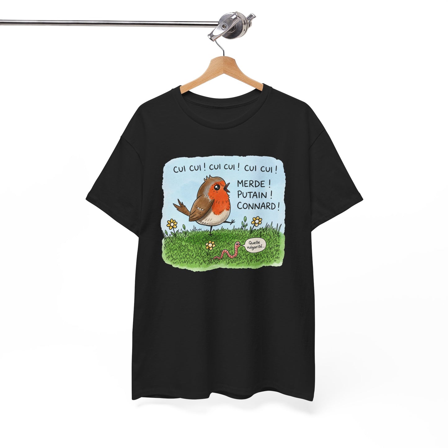 Tee-Shirt Oiseau Humour Décalé – Rouge-Gorge Amusant – Cadeau Humour Nature Homme Femme Adulte