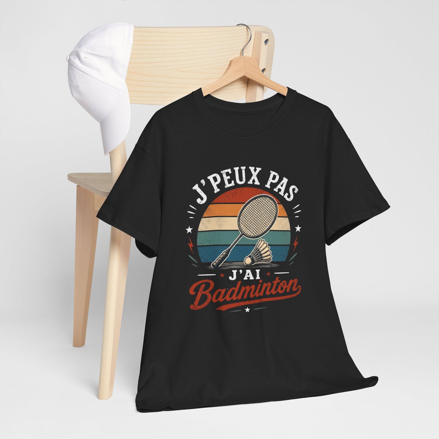 T-Shirt Badminton Homme Femme – J’Peux Pas J’Ai Badminton – Tee Shirt Raquette Volant Vintage Joueur Badiste Sport Entraînement Cadeau Passion Badminton