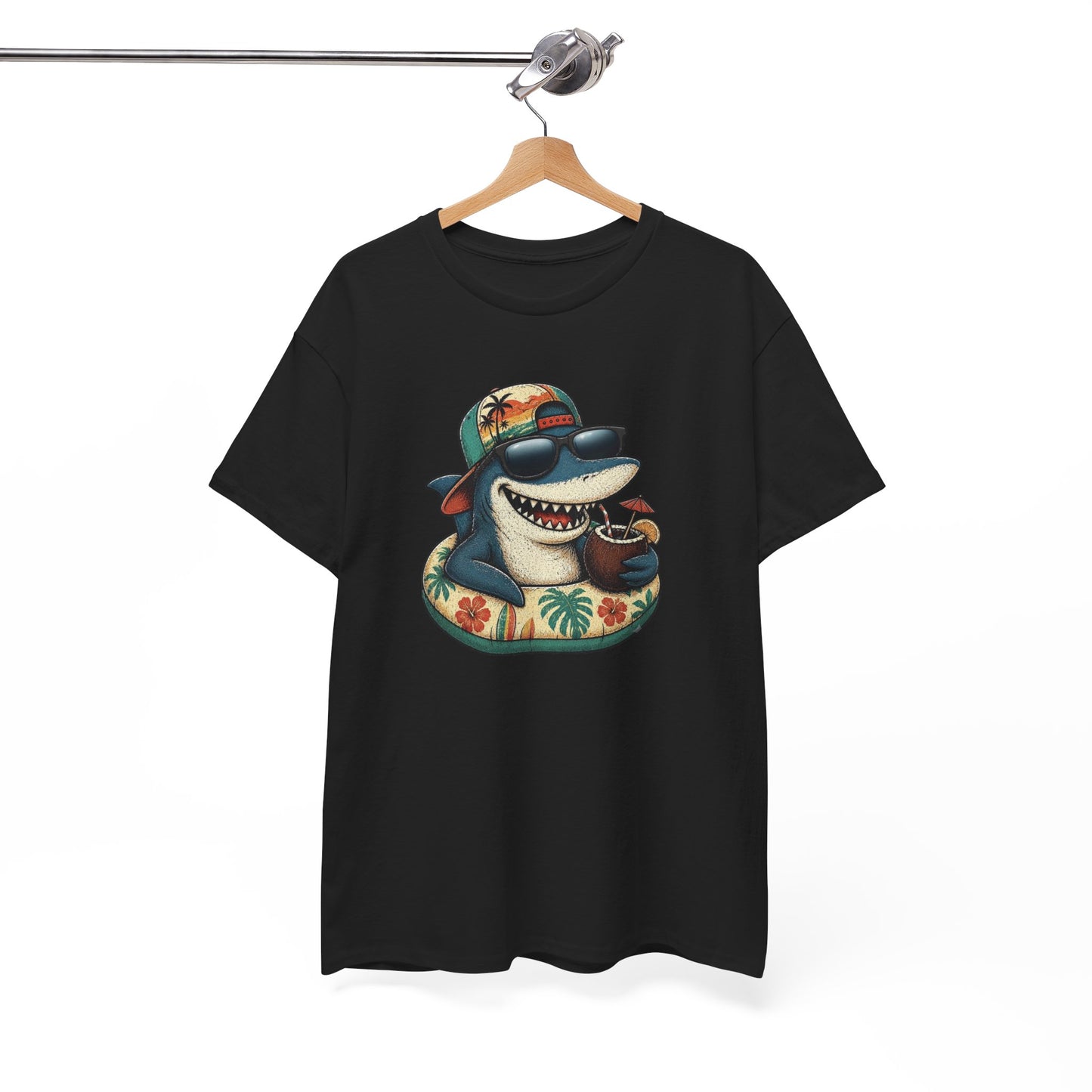 Tee-Shirt Requin Homme et Femme – Cadeau Humour Vacances Été Plage – Requin Cool Lunettes de Soleil Style Tropical Original