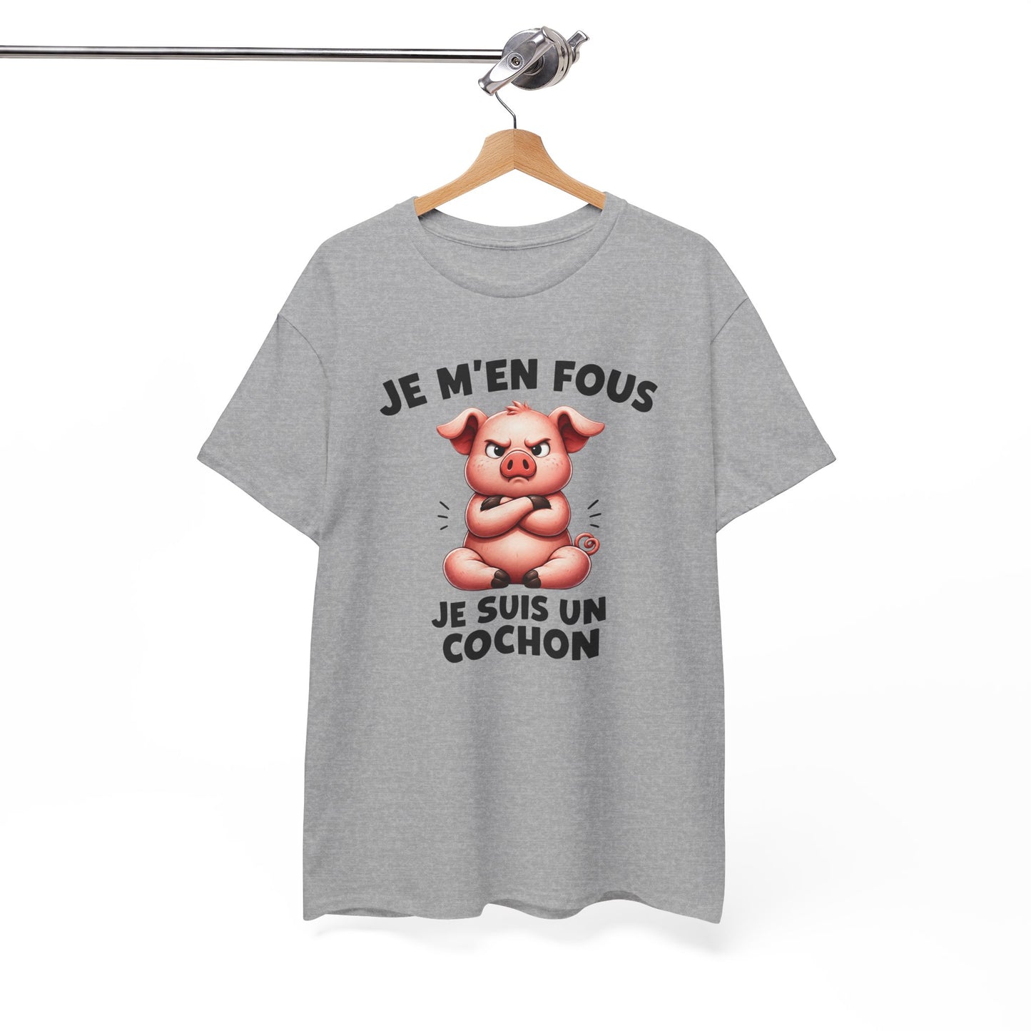 Tee Shirt Je M’En Fous Je Suis Un Cochon – T-Shirt Humour Cochon Grincheux – Cadeau Homme Femme Animal Mignon et Sarcastique