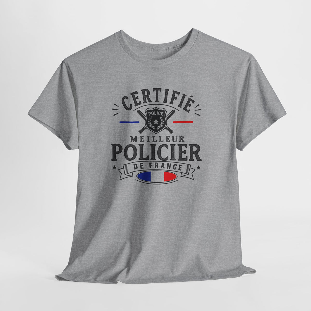 Tee Shirt Policier Homme – Certifié Meilleur Policier de France – T-Shirt Métier Police Cadeau Original Homme