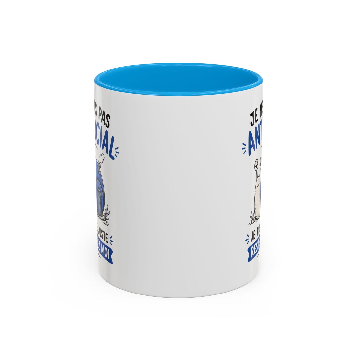 Mug Humour Introverti – Je Ne Suis Pas Antisocial Je Préfère Rester Chez Moi – Tasse Drôle Escargot – Cadeau Original Céramique 325ml Noir Bleu Rouge