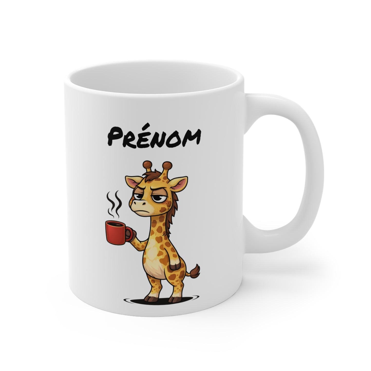 Mug Girafe Fatiguée Personnalisable 325ml – Tasse Café Drôle Prénom Cadeau Original