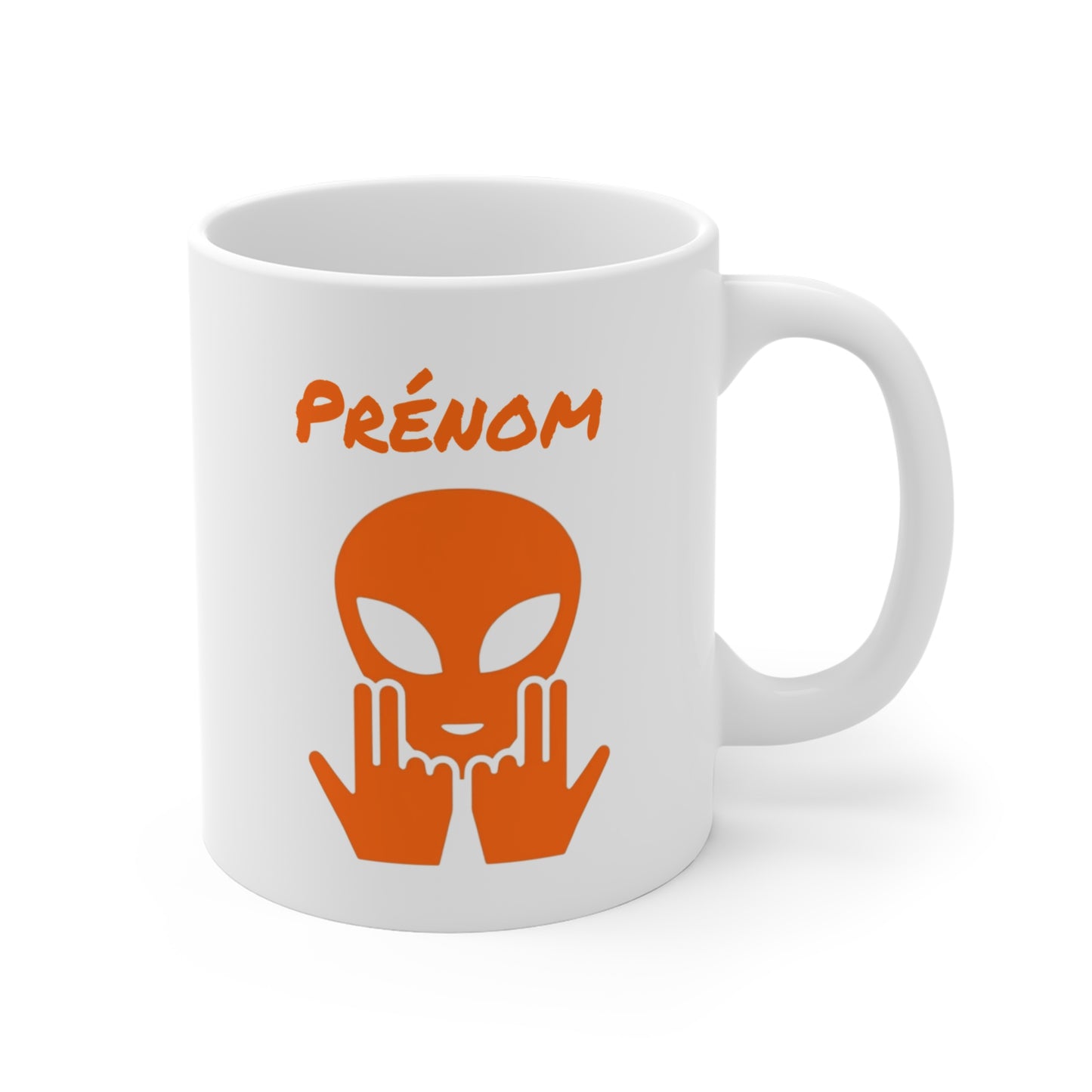Mug Alien Personnalisé avec Prénom Tasse Humour Orange OVNI Signe Jul Cadeau Drôle et Original