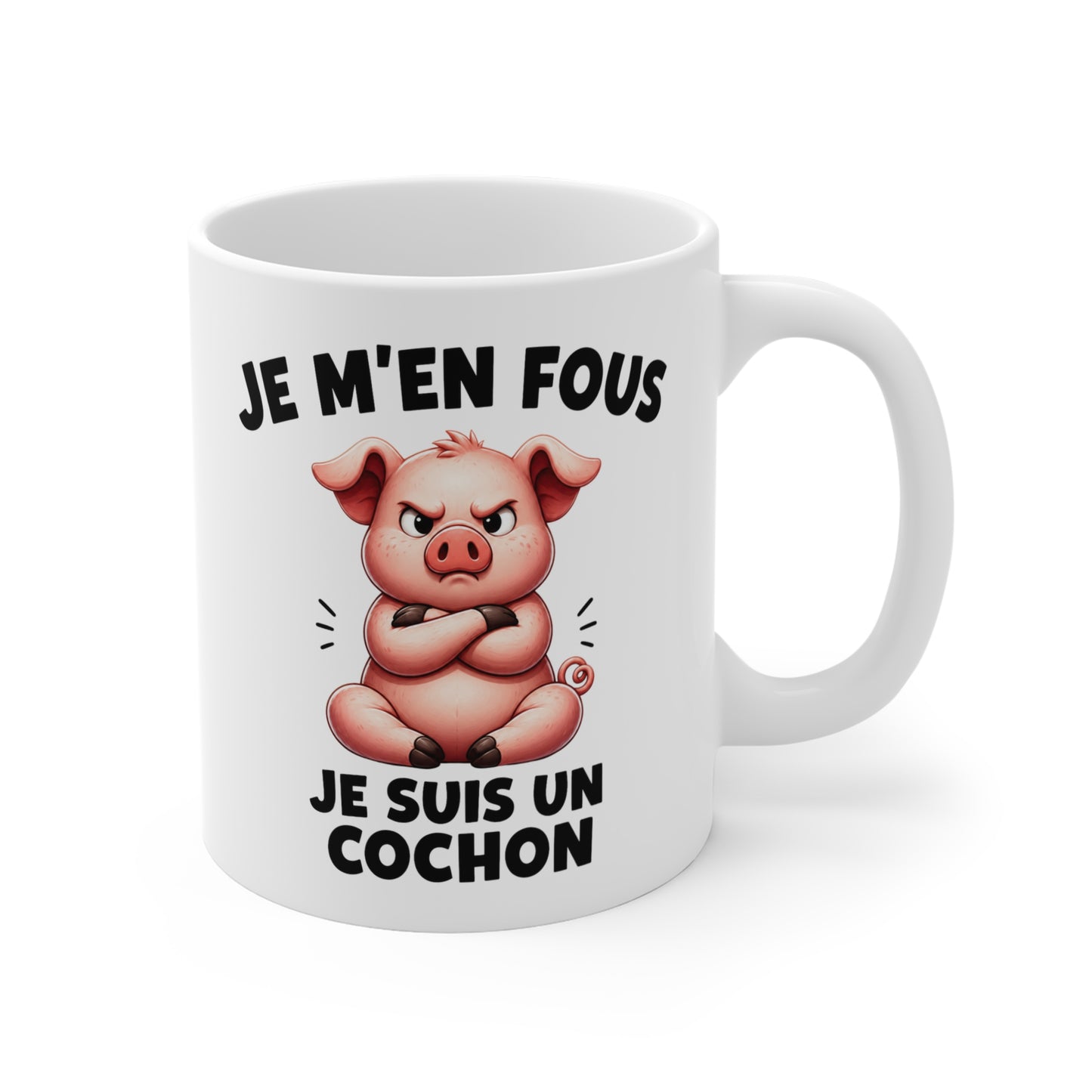 Tasse Je M’en Fous Je Suis Un Cochon – Mug Humour Cochon Mignon et Grincheux – Cadeau Homme Femme 325ml