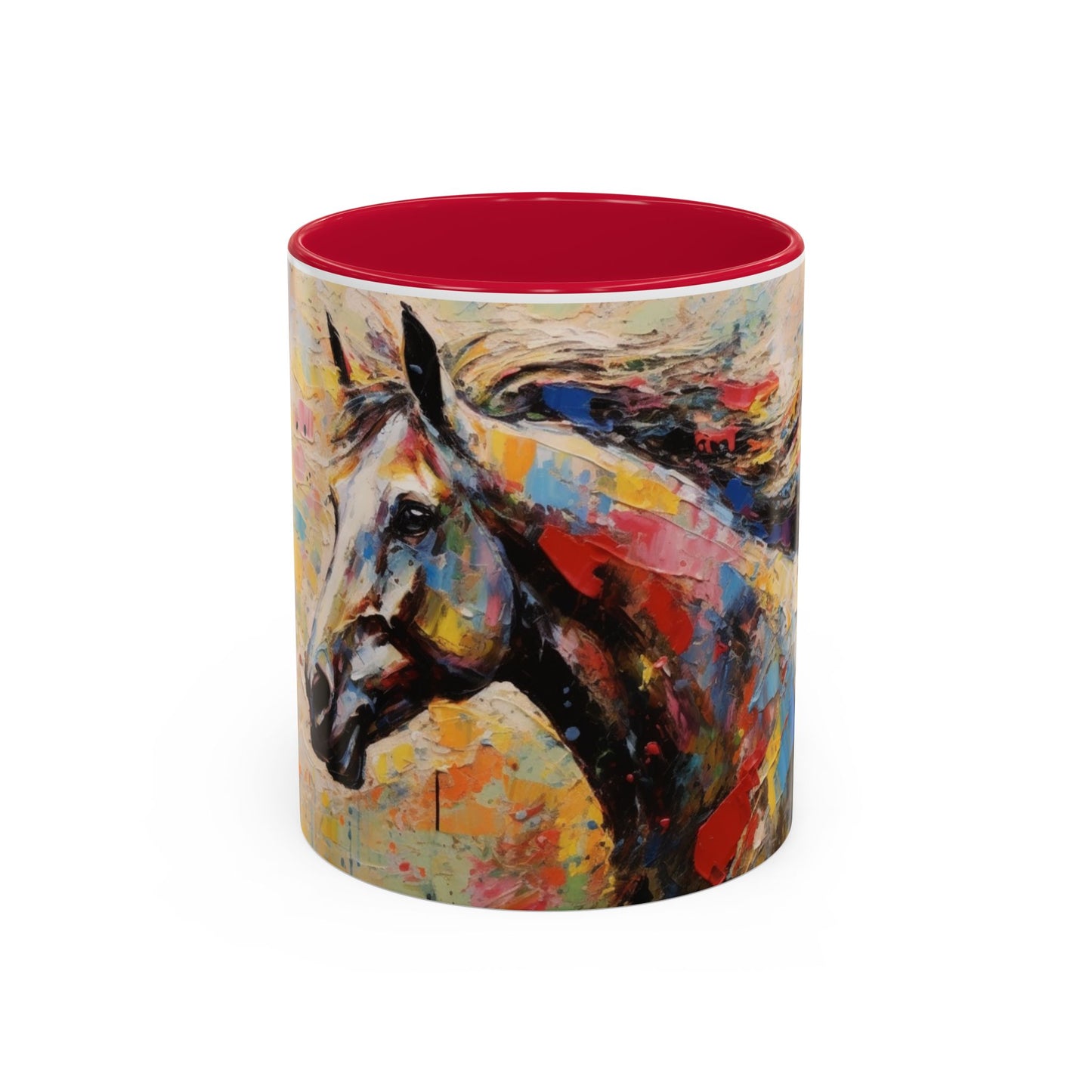 Mug Cheval Artistique Coloré – Tasse Peinture Moderne Cheval Abstrait – Cadeau Passion Équitation 325ml