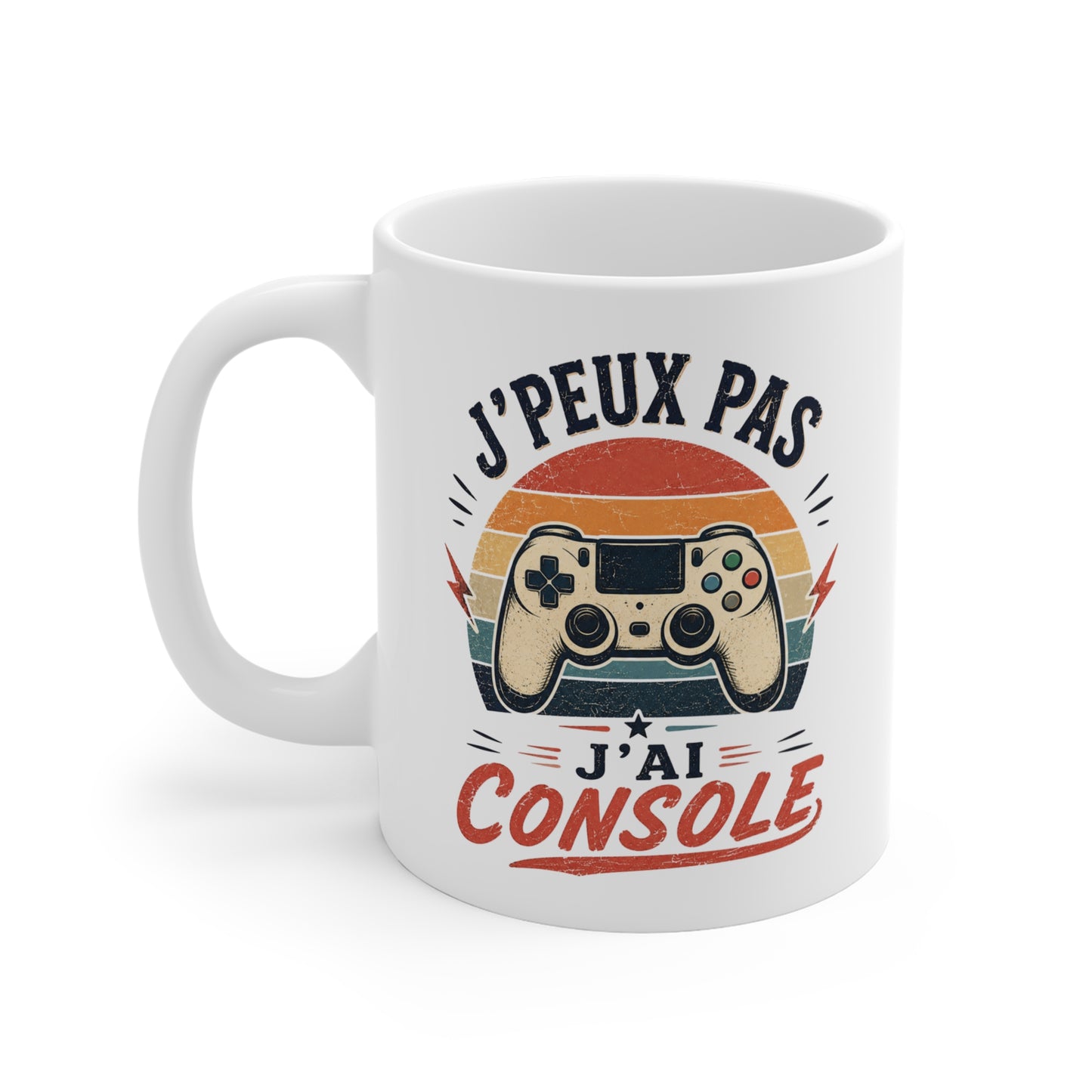 Tasse J’Peux Pas J’Ai Console – Mug Humour Gamer Vintage – Cadeau Jeux Vidéo Homme Femme 325ml