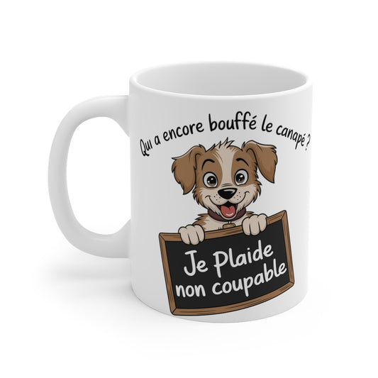 Mug "Je Plaide Non Coupable - Chien Malicieux" - Humour Canin et Original