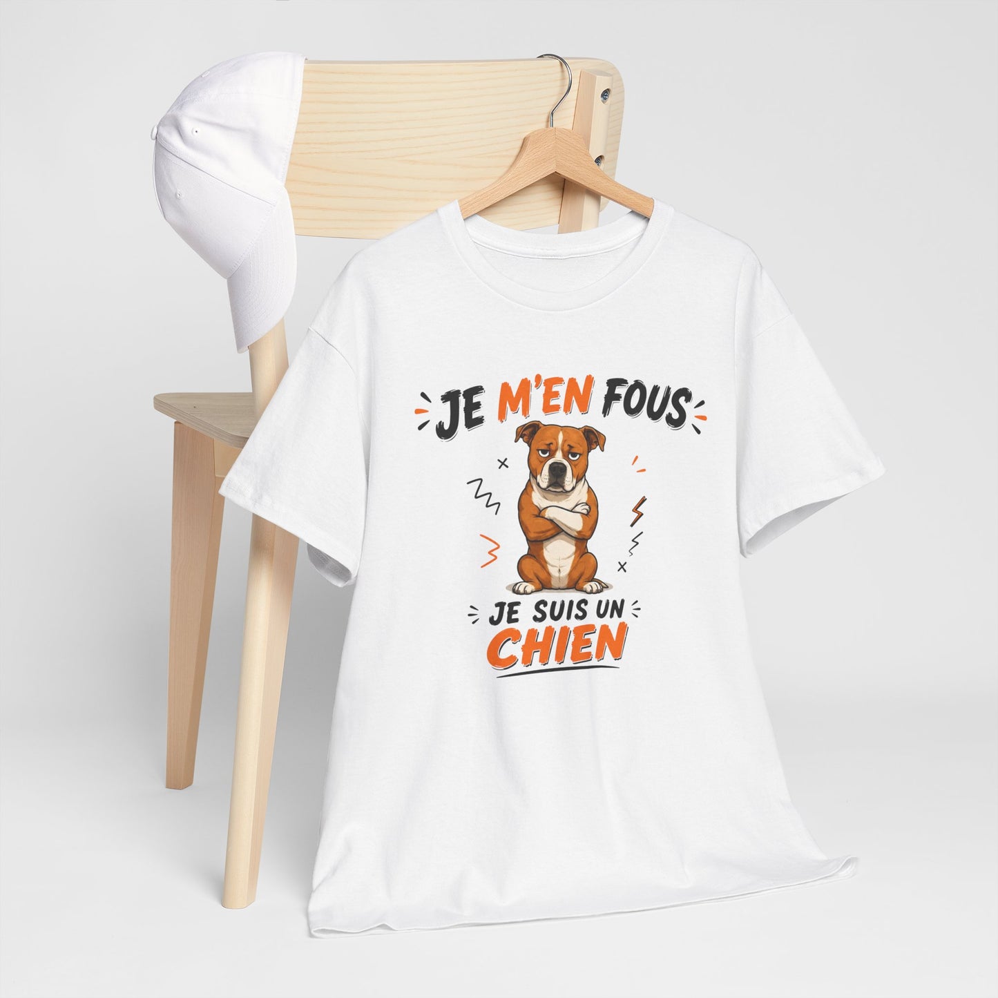 Tee-Shirt Je M’en Fous Je Suis Un Chien – Chien Drôle Humoristique – Cadeau Homme Femme Amoureux des Chiens