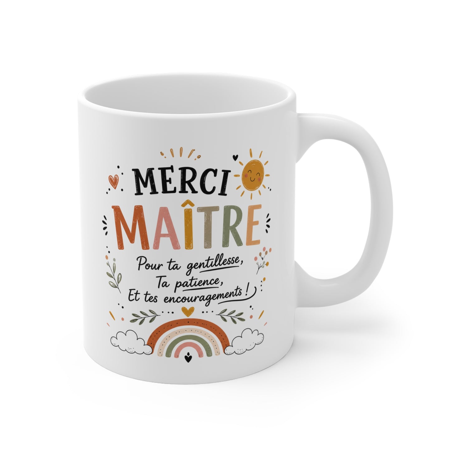 Tasse Merci Maître – Mug Remerciement École Primaire – Cadeau Fin d’Année Enseignant Homme 325ml