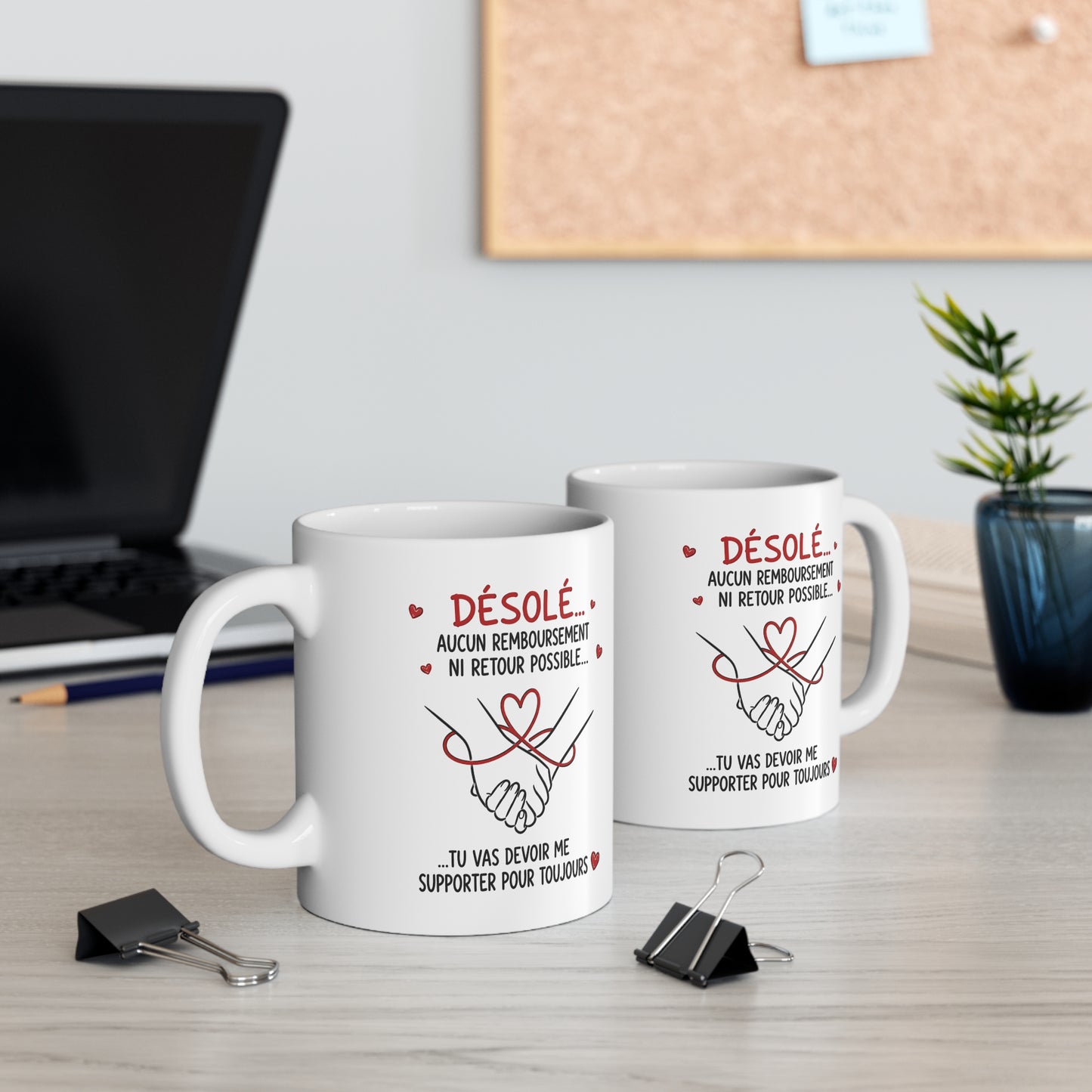 Tasse Désolé Aucun Remboursement Ni Retour Possible – Mug Couple Humour Amour – Cadeau Homme Femme 325ml