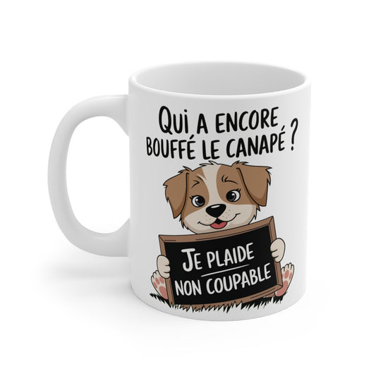 Mug "Je Plaide Non Coupable - Chien Malicieux" - idée cadeau Humour Canin et Original