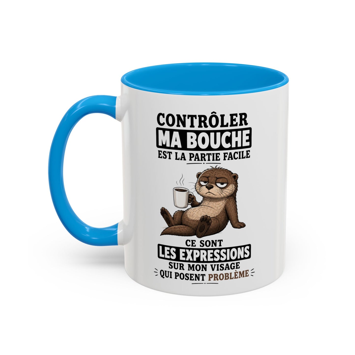 Mug Humoristique – Tasse Loutre Blasée – Cadeau Original Homme et Femme, Collègue, Ami, Famille – 325 ml Noir Bleu Rouge