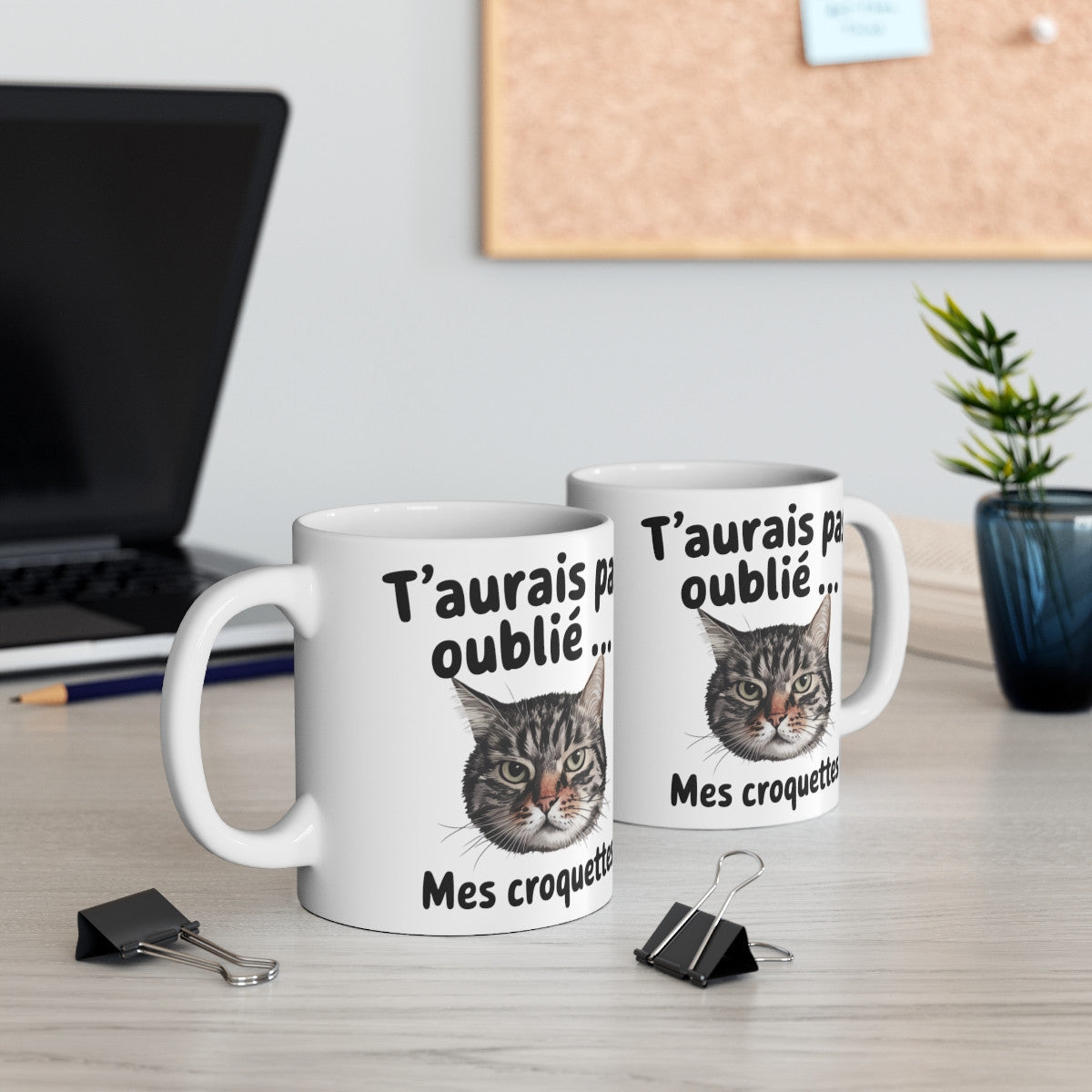 Mug "T'aurais pas oublié mes croquettes ?" - Design Humour Chat
