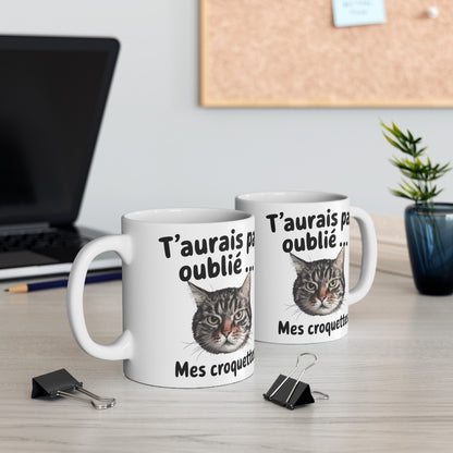 Mug "T'aurais pas oublié mes croquettes ?" - Design Humour Chat