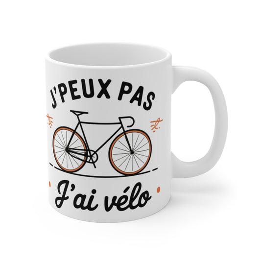 Mug "J'peux pas, j'ai vélo" - Design Cycliste Humoristique