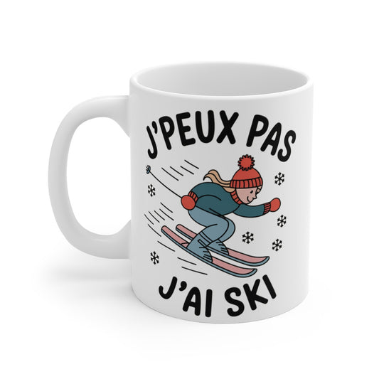 Mug Humour "J'peux Pas, J'ai Ski" – Cadeau Idéal pour les Amateurs de Ski et Sport d’Hiver