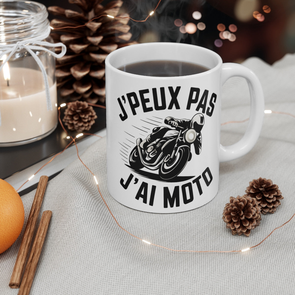 Mug Humour Motard "J'peux Pas, J'ai Moto" – Cadeau Fun pour les Passionnés de Moto et de Deux-Roues