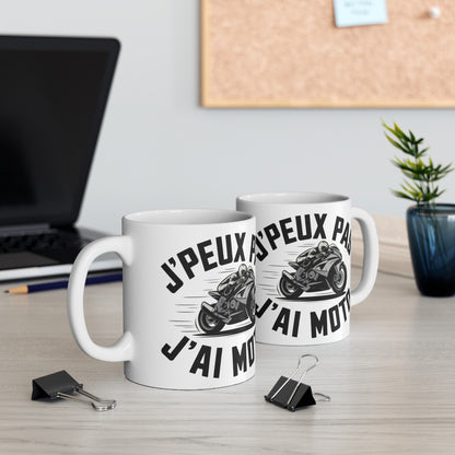 Mug Humour Motard "J'peux Pas, J'ai Moto" – Cadeau  pour les Passionnés de Moto et de Deux-Roues