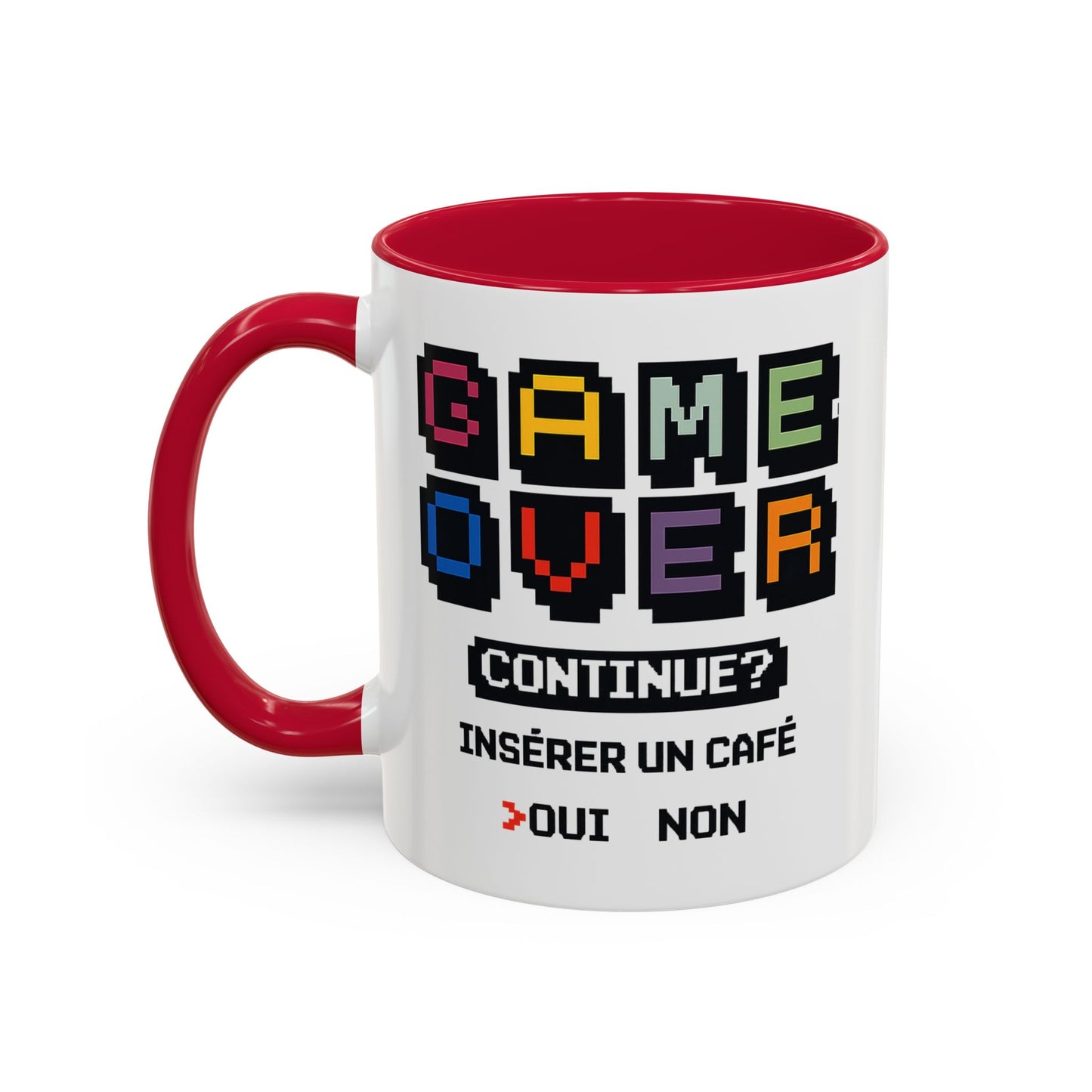 Tasse Gamer Drôle “Game Over Continue Insérer un Café” – Mug Humour Geek Pixel Rétro – Cadeau Gamer Original